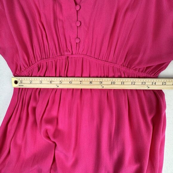 Umgee Women Tiered Midi Dress L Pink Balloon Sleeve Peasant Boho Cottagecore - Picture 14 of 16